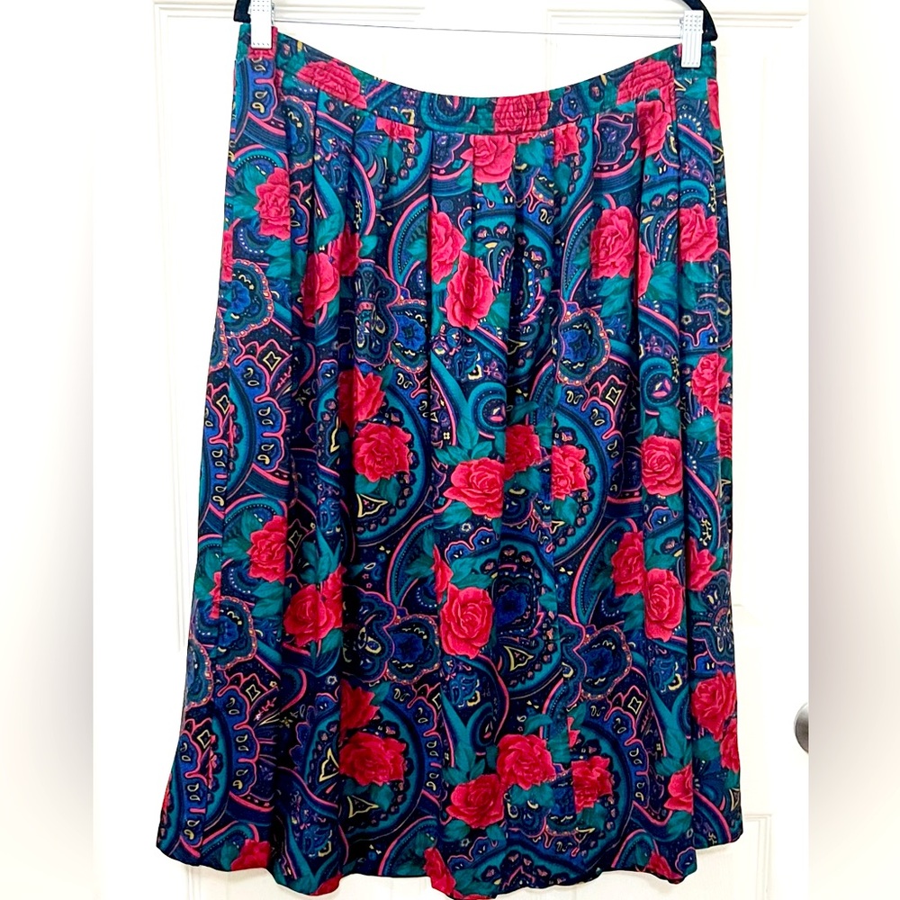 Vintage ALFRED DUNNER made in USA Patterned Maxi Skirt Size 16